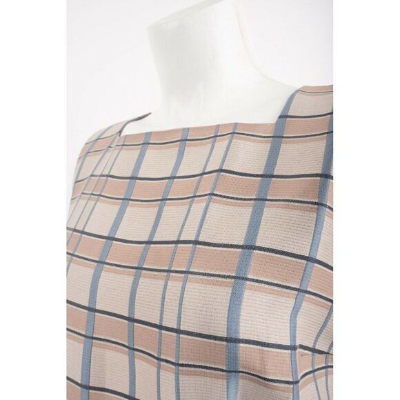 Lafayette 148 New York Womens Filmore Plaid Jojo Sheath Dress Sz 6 Tan Blue NWT - Picture 6 of 9